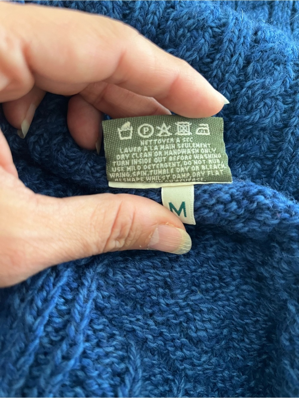 Carraigdonn Cozy Blue Cable-Knit Shawl Collar Cardigan 100% Merino wool M - Picture 7 of 8